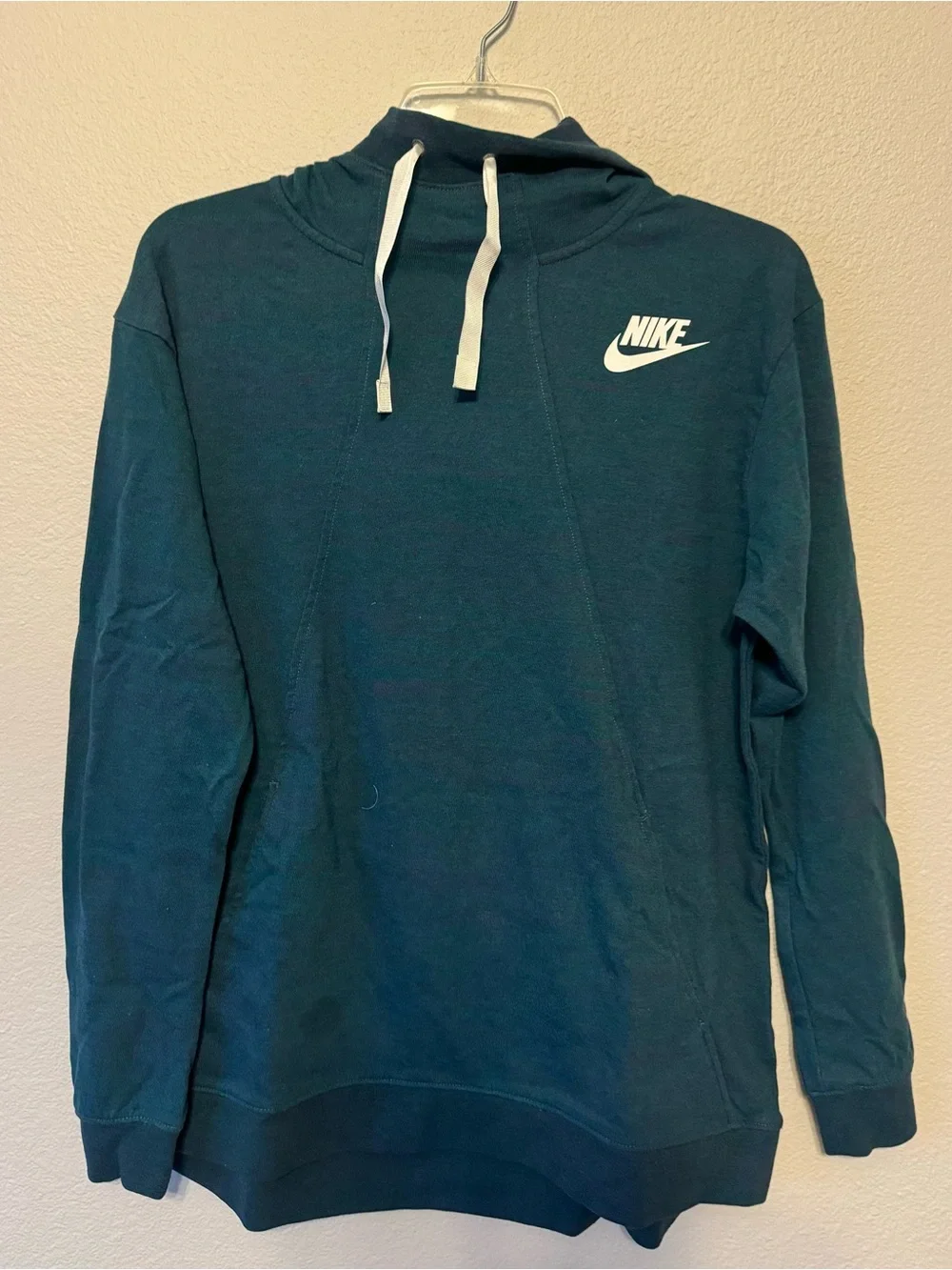 Nike Men's Teal Crewneck Hoodie with White Logo